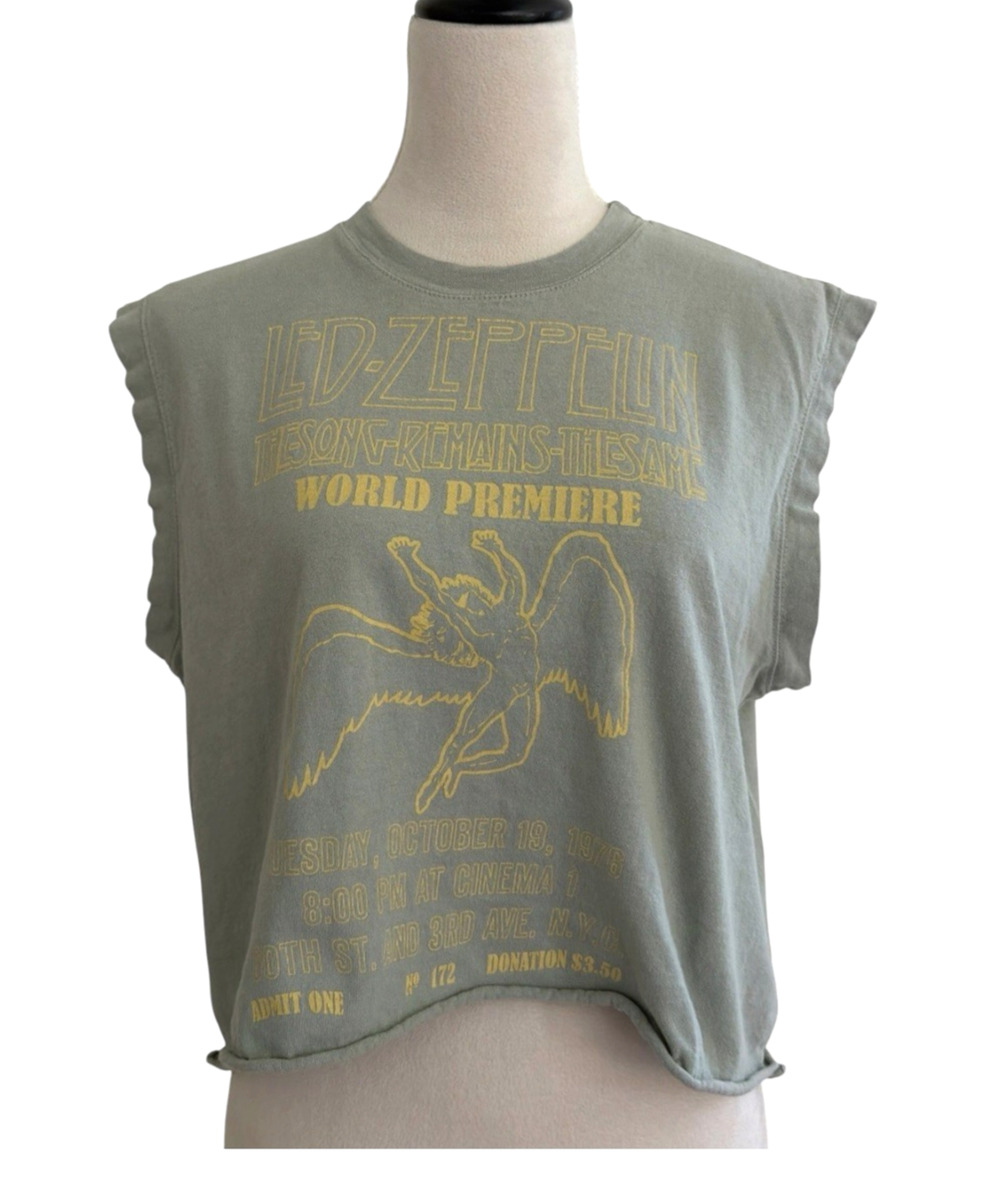People Of Leisure Led Zeppelin Muscle Tank Top Womens Med Cropped Organic Cotton